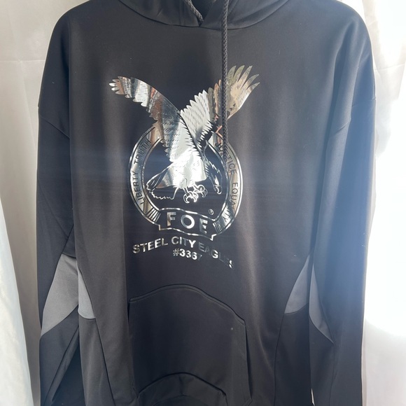 IMPRINTED BIG EAGLE & F.O.E. Hoodie FRATERNAL ORDER OF EAGLES XL Black-3367 - Picture 1 of 9